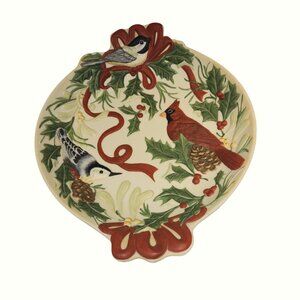 Lenox Winter Greetings Bird Candy Dish By Catherine McClung Hand-Painted Ceramic